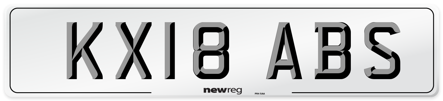 KX18 ABS Number Plate from New Reg
